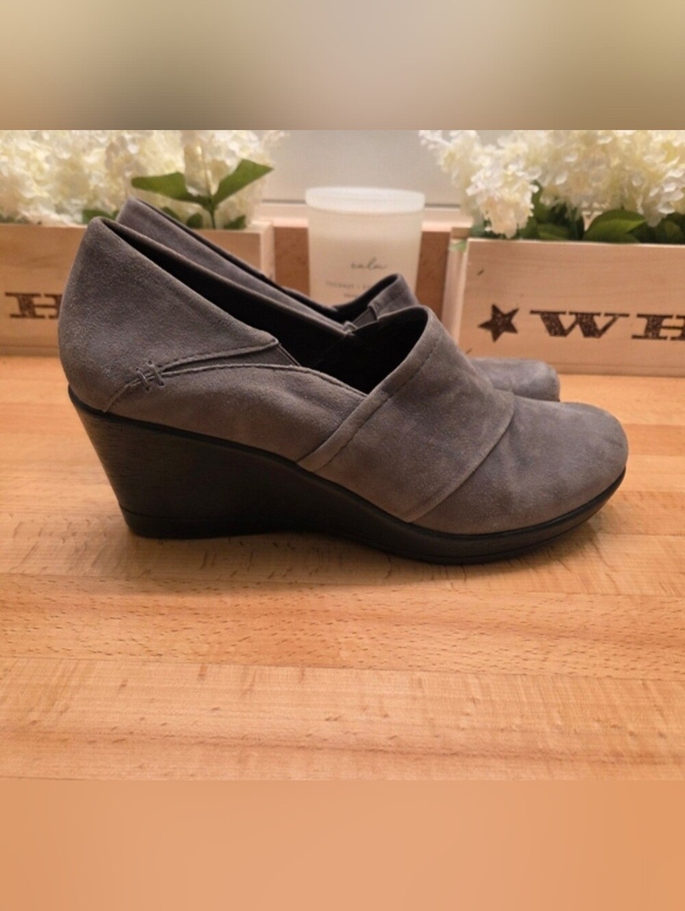 Dansko Rosaline Gray Suede Wedge Shoes Womens Size 41